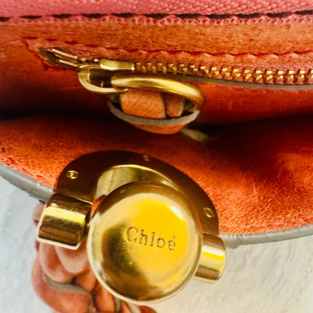 Chloe Burnt Orange Leather Satchel with Braided Straps - Picture 16 of 16